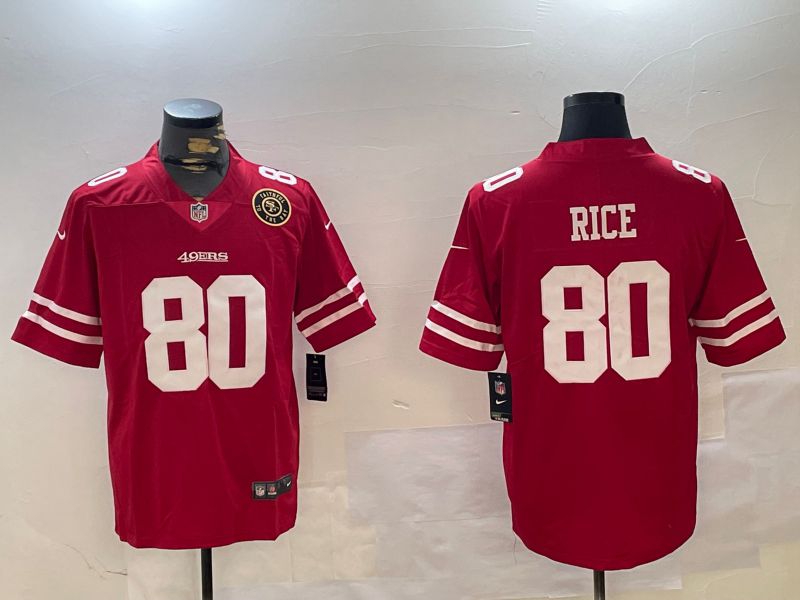 Men San Francisco 49ers #80 Rice Red Second generations 2024 Nike Limited NFL Jersey style 2->san francisco 49ers->NFL Jersey